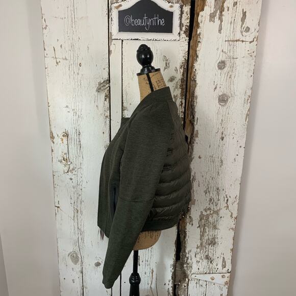 Rare Womens NIKE AEROLOFT TECH FLEECE MOTO JACKET green puffer crop jacket - Picture 4 of 7